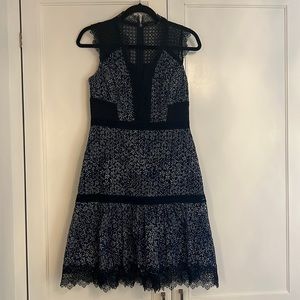 Elie Tahari Navy and White Dress